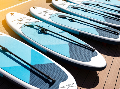 row of paddleboards