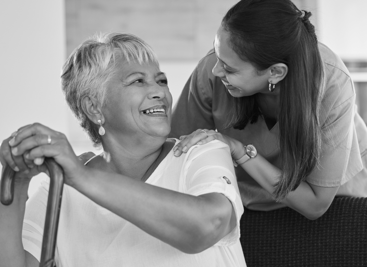 a caregiver and her client