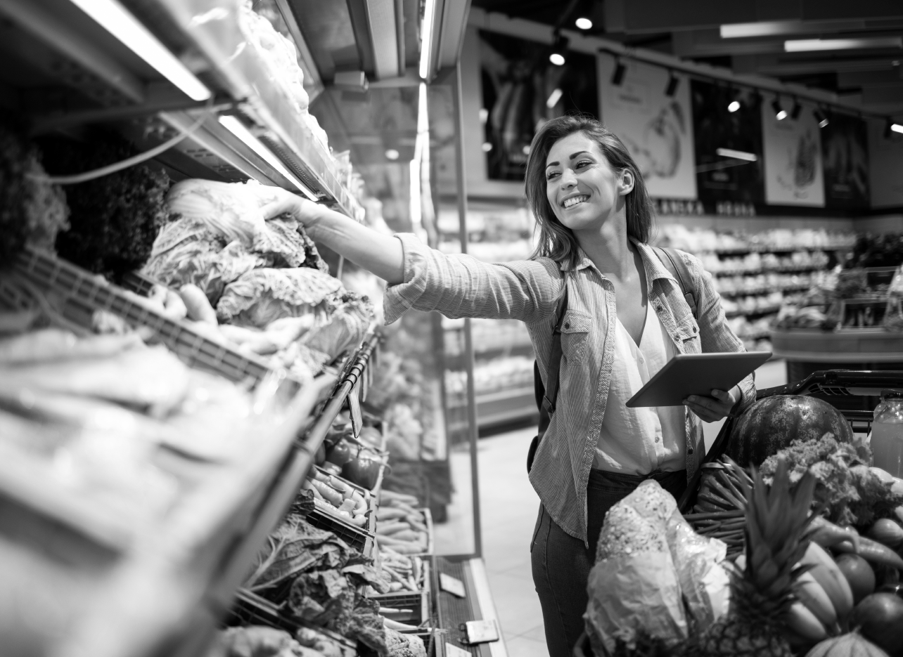 a person grocery shopping